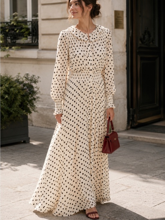 Reformation Dresses & Skirts - Reformation x Nara Smith Brown Sugar Ruffle Polka Dot Midi Dress